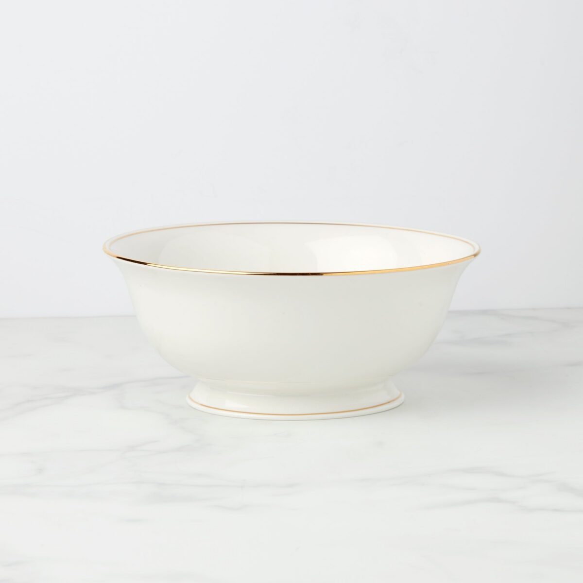 Porcelain Large Serving Bowl with Gold Accents