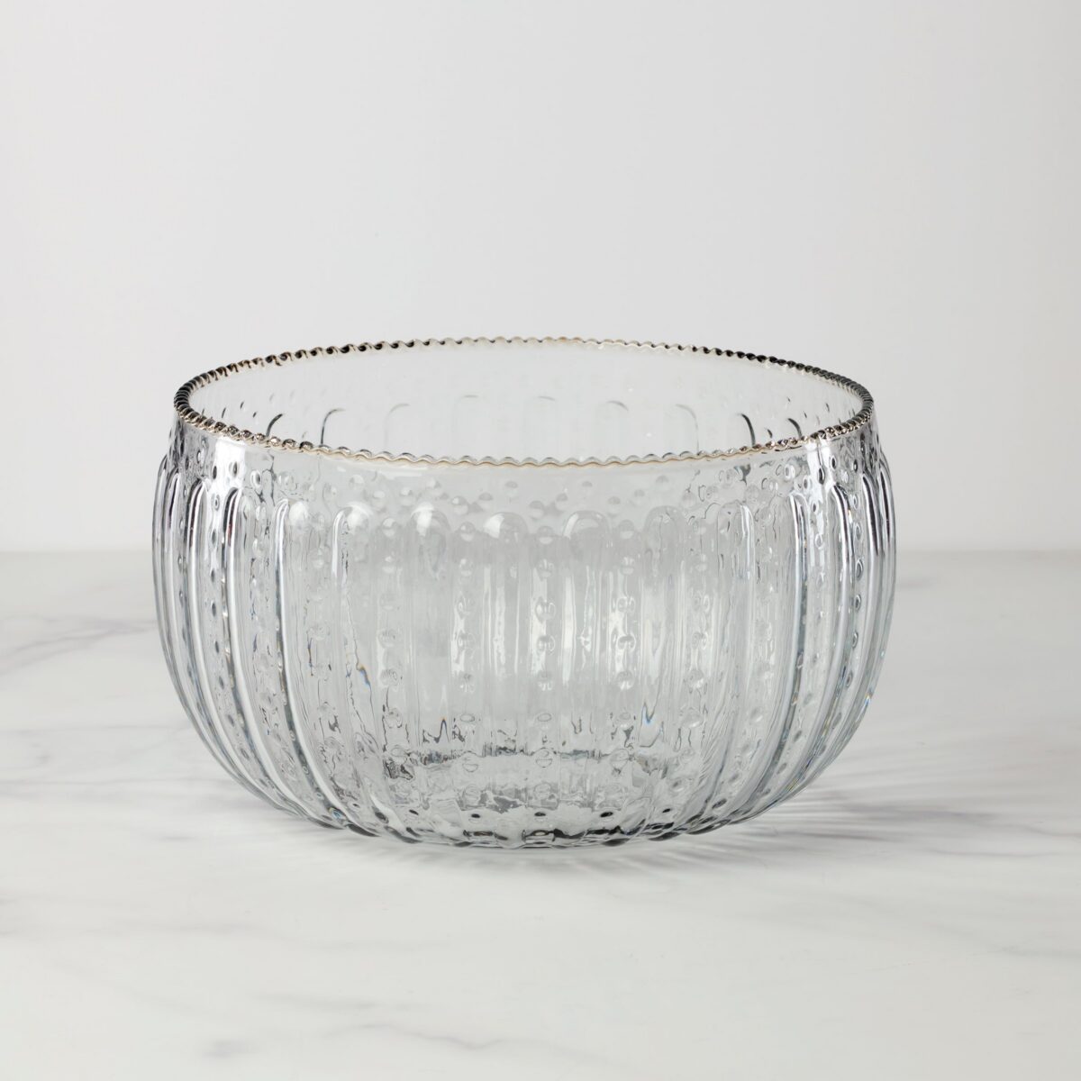 Clear Ruffle Edge Artisan Glass Bowl