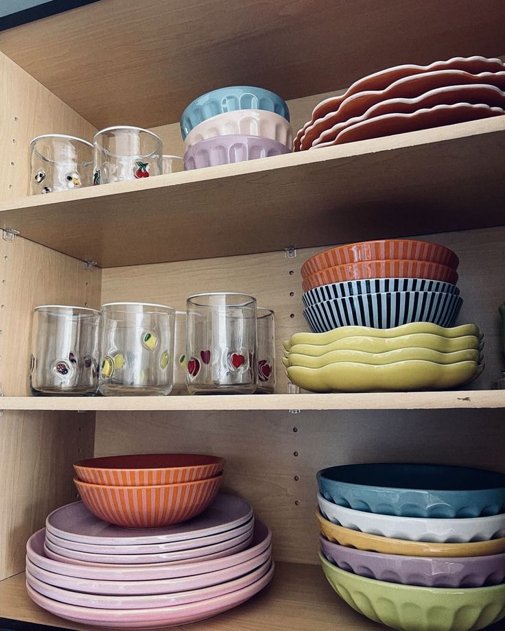 Colorful tableware arranged for relaxed everyday dining